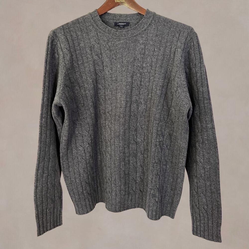 Burberry London Men’s S Wool Cashmere Cable Knit Sweater Gray Made in Italy
